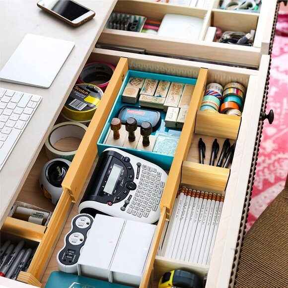 Elegant Bamboo Drawer Dividers - Adjustable 17-22'' Organizers for Tidy Spaces - Picture 2 of 9